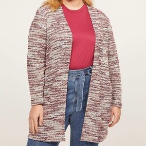 Lane Bryant Textured Open Weave Cranberry Long Open Front Cardigan Size 18/20
